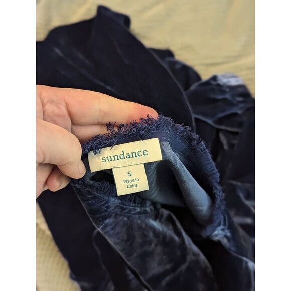 Sundance Women’s Small Midnight Blue Silk Blend Velvet Raw Hem Dress - Picture 5 of 5